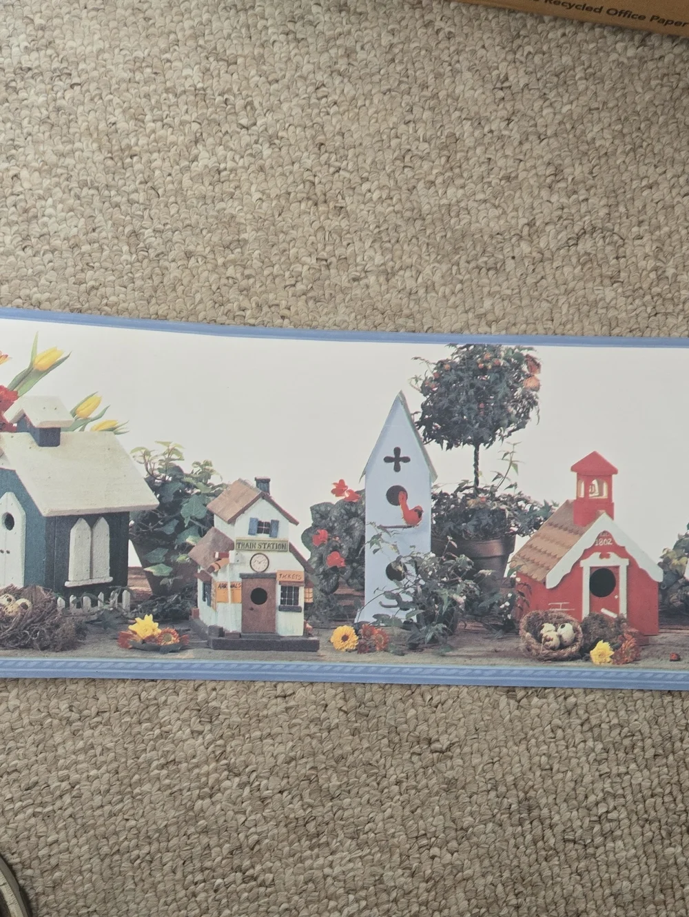 Vintage Sunworthy Birdhouse Wallpaper Border – 8‑Inch Height – Lot of 3 Rolls